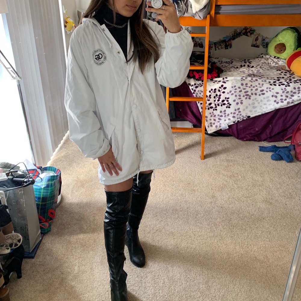 Obey White Lined Windbreaker Zip Up